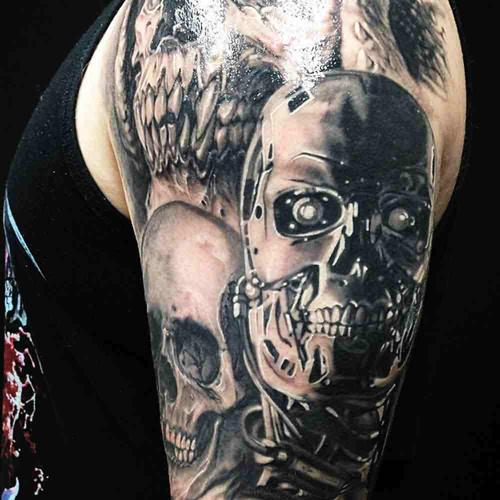 Tattoo Surabaya | ⚡ Alex Lee ⚡ | Cyber punk leg sleeve, sesh 2 #cyberpunk  #cyber #robottattoo #robot #cyborg #Tattoo #tatto #destroyertattoo  #destroyertatto #destroyerta... | Instagram
